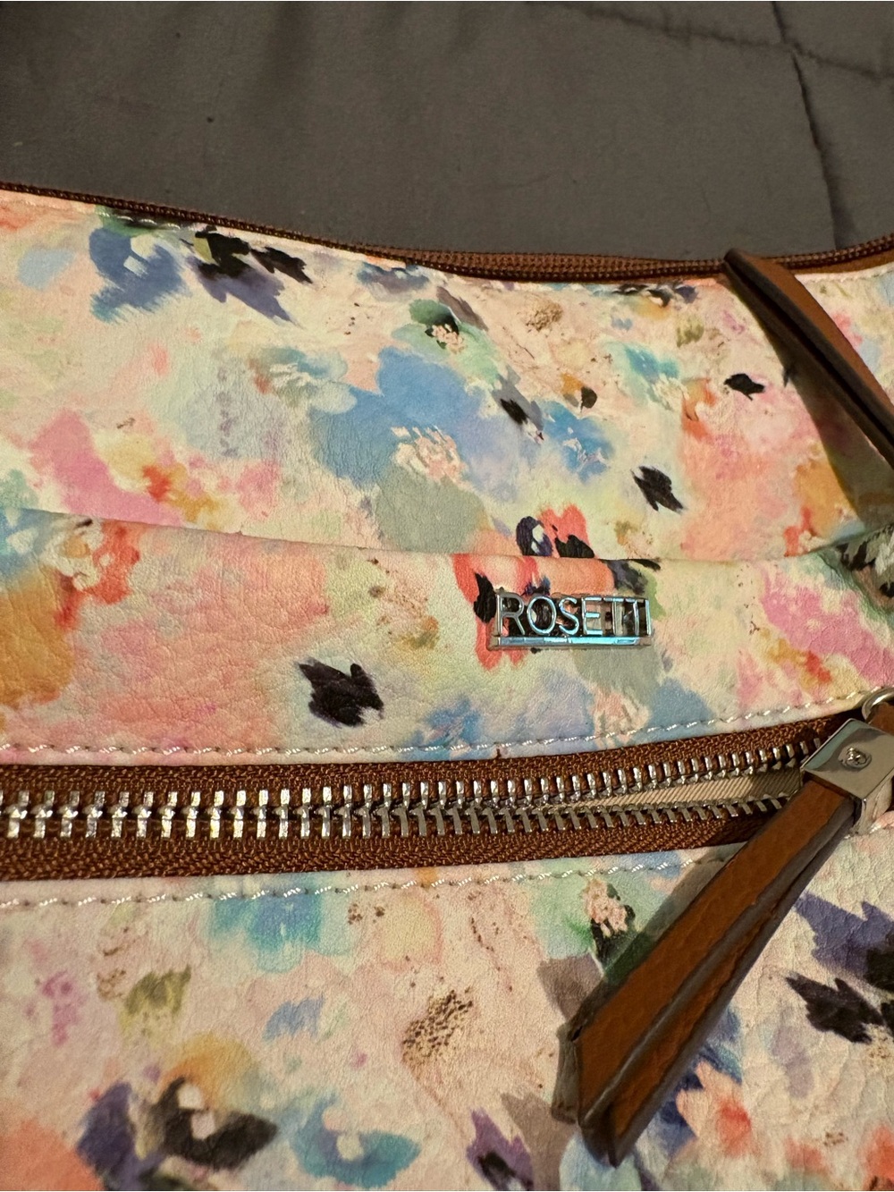 Rosetti Pastel Floral Crossbody with Brown Strap - Picture 2 of 7